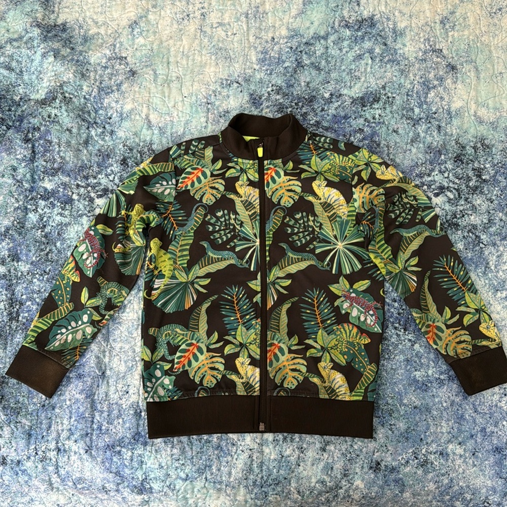 Angela McKay H&M KIDS-floral/chameleon/lizard bomber jacket